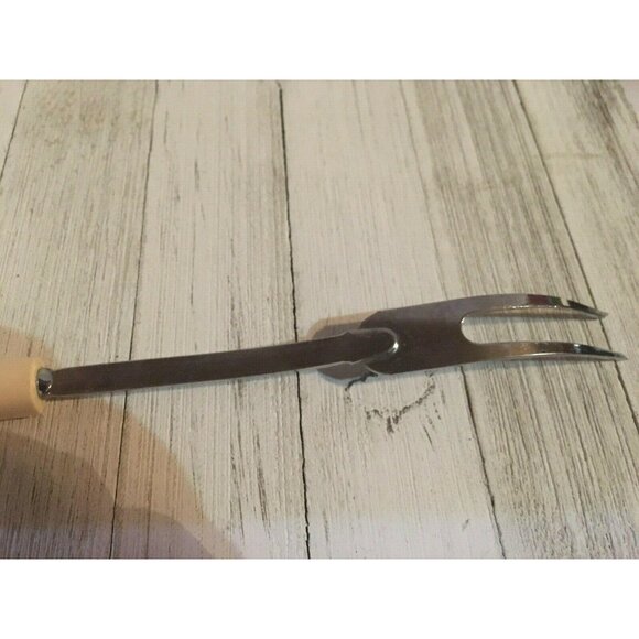 Vintage EKCO Chromium Solid Meat Utility Fork Almond Handle 11 1/4" - Picture 5 of 6